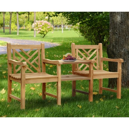 Chartwell Decorative Teak Outdoor Jack And Jill Bench